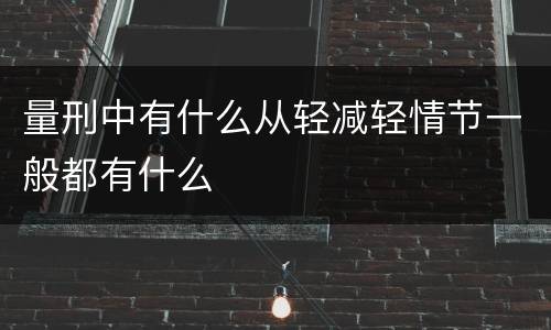 量刑中有什么从轻减轻情节一般都有什么