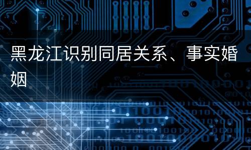 黑龙江识别同居关系、事实婚姻