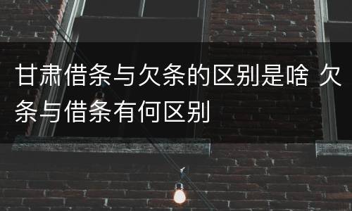 甘肃借条与欠条的区别是啥 欠条与借条有何区别