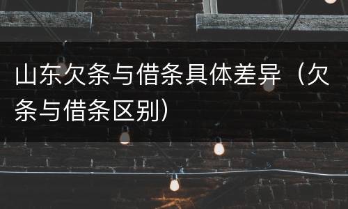 山东欠条与借条具体差异（欠条与借条区别）