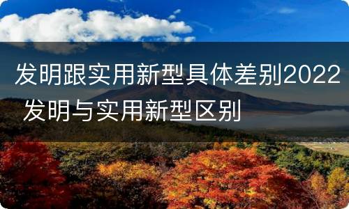 发明跟实用新型具体差别2022 发明与实用新型区别