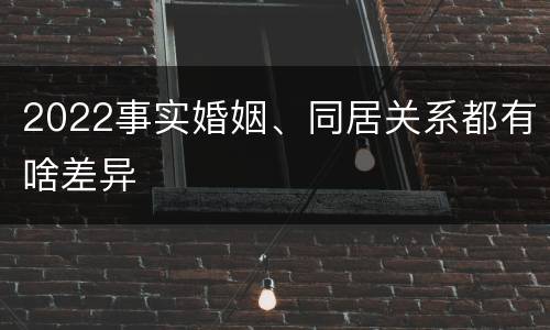2022事实婚姻、同居关系都有啥差异