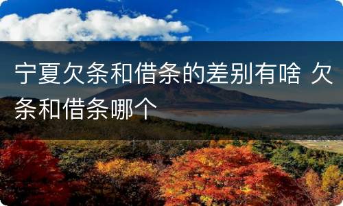 宁夏欠条和借条的差别有啥 欠条和借条哪个