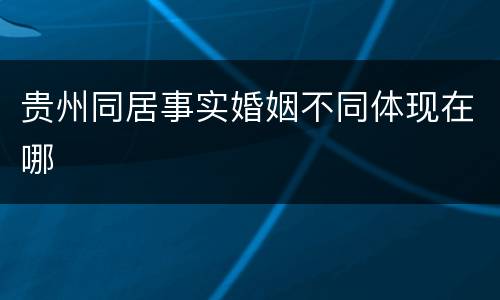 贵州同居事实婚姻不同体现在哪