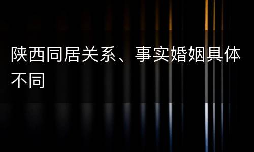 陕西同居关系、事实婚姻具体不同