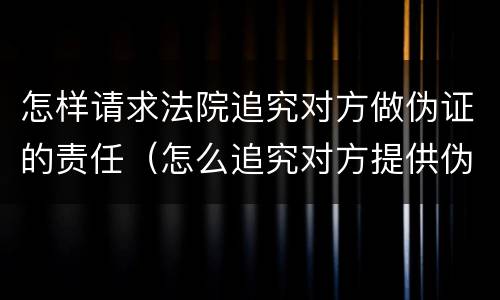怎样请求法院追究对方做伪证的责任（怎么追究对方提供伪证责任）