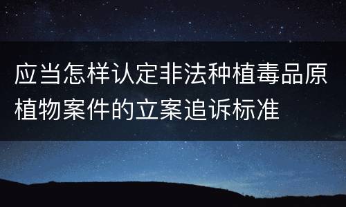 应当怎样认定非法种植毒品原植物案件的立案追诉标准