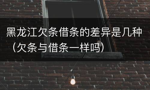黑龙江欠条借条的差异是几种（欠条与借条一样吗）