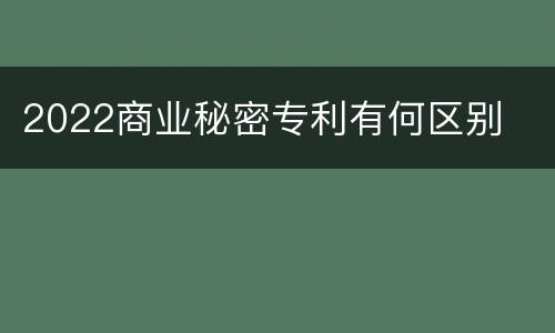 2022商业秘密专利有何区别