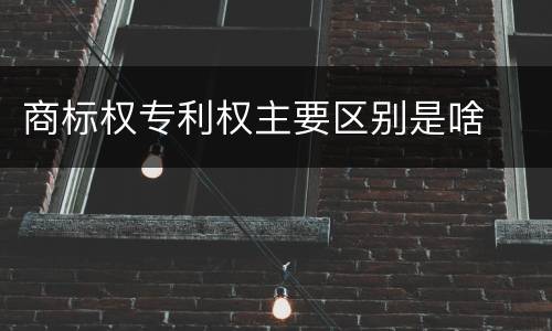 商标权专利权主要区别是啥
