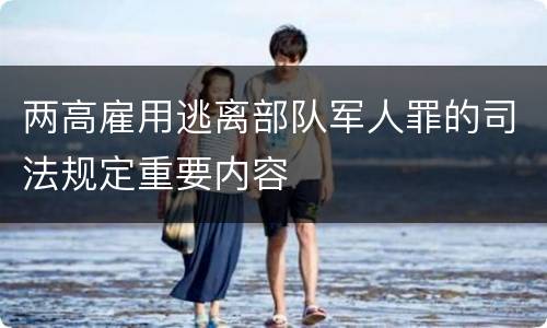 两高雇用逃离部队军人罪的司法规定重要内容