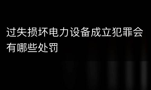 过失损坏电力设备成立犯罪会有哪些处罚
