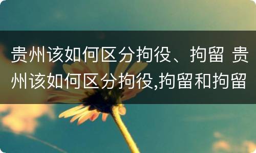贵州该如何区分拘役、拘留 贵州该如何区分拘役,拘留和拘留