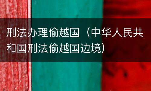 刑法办理偷越国（中华人民共和国刑法偷越国边境）