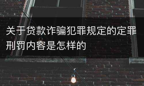 关于贷款诈骗犯罪规定的定罪刑罚内容是怎样的
