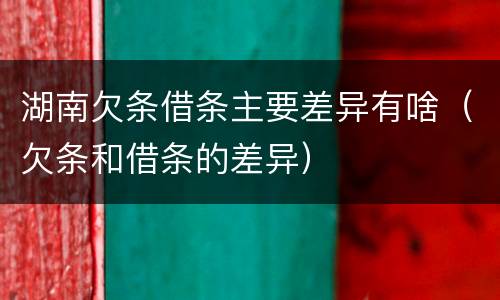 湖南欠条借条主要差异有啥（欠条和借条的差异）