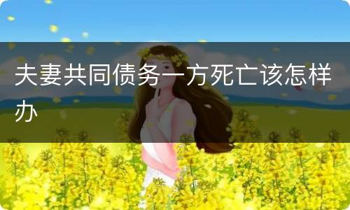 夫妻共同债务一方死亡该怎样办