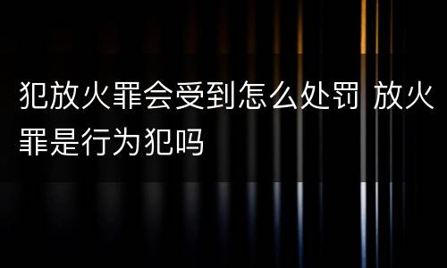 犯放火罪会受到怎么处罚 放火罪是行为犯吗
