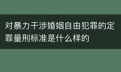 对暴力干涉婚姻自由犯罪的定罪量刑标准是什么样的