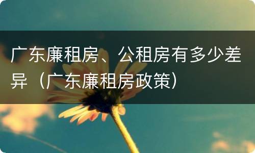 广东廉租房、公租房有多少差异（广东廉租房政策）