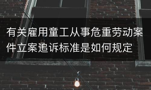 有关雇用童工从事危重劳动案件立案追诉标准是如何规定