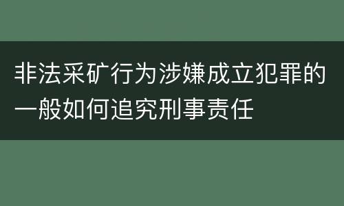 非法采矿行为涉嫌成立犯罪的一般如何追究刑事责任