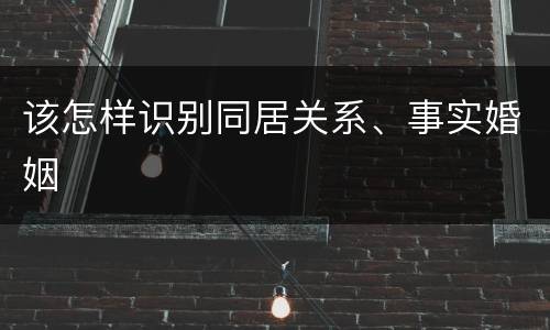 该怎样识别同居关系、事实婚姻