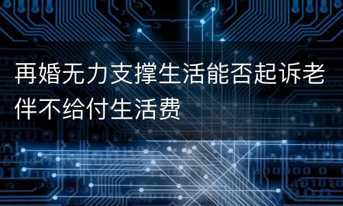 再婚无力支撑生活能否起诉老伴不给付生活费