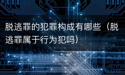 脱逃罪的犯罪构成有哪些（脱逃罪属于行为犯吗）