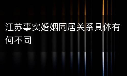 江苏事实婚姻同居关系具体有何不同