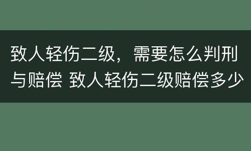 致人轻伤二级，需要怎么判刑与赔偿 致人轻伤二级赔偿多少