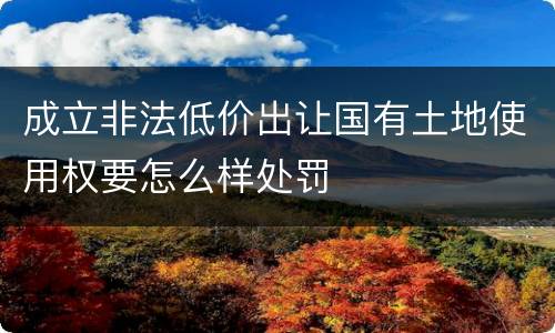 成立非法低价出让国有土地使用权要怎么样处罚