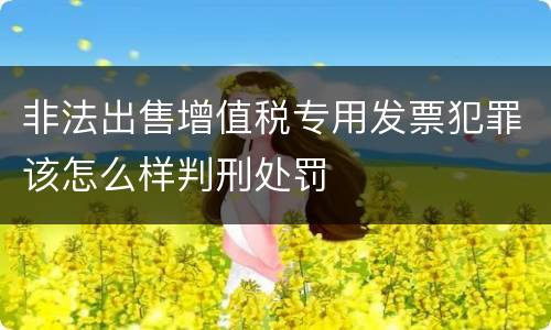 非法出售增值税专用发票犯罪该怎么样判刑处罚