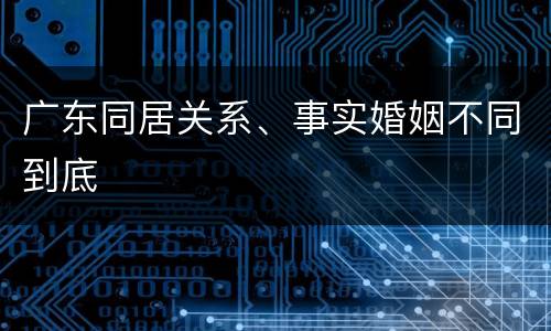 广东同居关系、事实婚姻不同到底