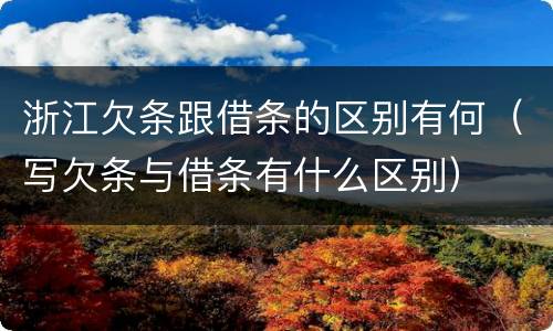 浙江欠条跟借条的区别有何（写欠条与借条有什么区别）