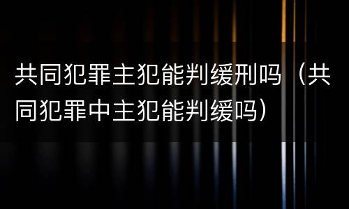 共同犯罪主犯能判缓刑吗（共同犯罪中主犯能判缓吗）