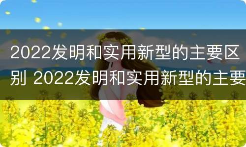 2022发明和实用新型的主要区别 2022发明和实用新型的主要区别是什么