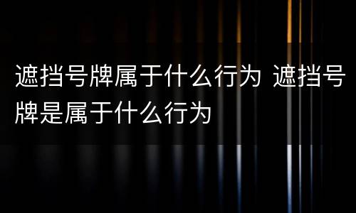 遮挡号牌属于什么行为 遮挡号牌是属于什么行为