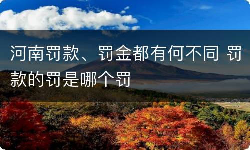 河南罚款、罚金都有何不同 罚款的罚是哪个罚