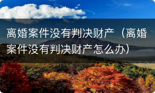 离婚案件没有判决财产（离婚案件没有判决财产怎么办）