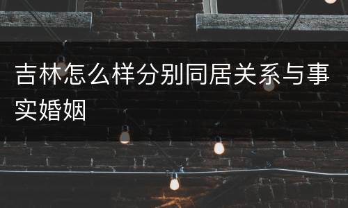 吉林怎么样分别同居关系与事实婚姻