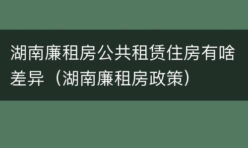 湖南廉租房公共租赁住房有啥差异（湖南廉租房政策）