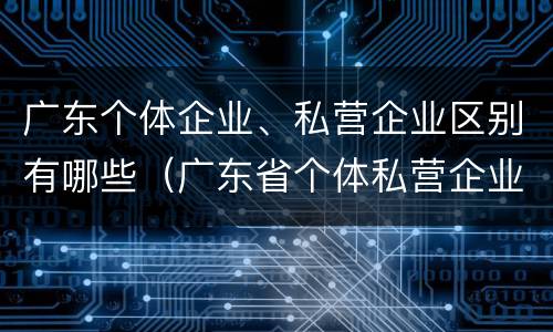 广东个体企业、私营企业区别有哪些（广东省个体私营企业协会）