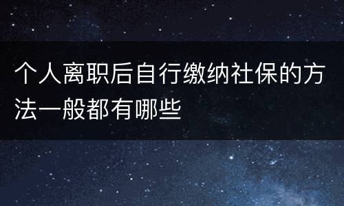 个人离职后自行缴纳社保的方法一般都有哪些