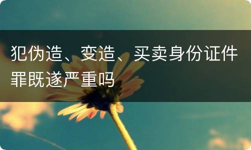 犯伪造、变造、买卖身份证件罪既遂严重吗