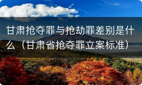 甘肃抢夺罪与抢劫罪差别是什么（甘肃省抢夺罪立案标准）