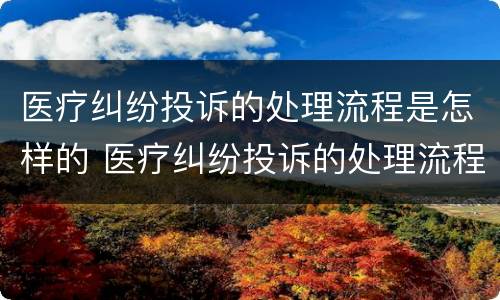 医疗纠纷投诉的处理流程是怎样的 医疗纠纷投诉的处理流程是怎样的呢