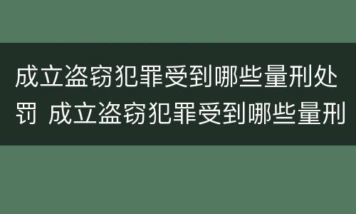 成立盗窃犯罪受到哪些量刑处罚 成立盗窃犯罪受到哪些量刑处罚