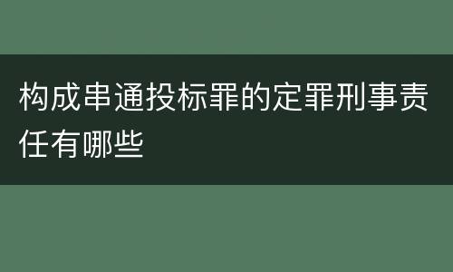 构成串通投标罪的定罪刑事责任有哪些