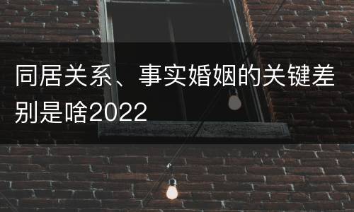 同居关系、事实婚姻的关键差别是啥2022